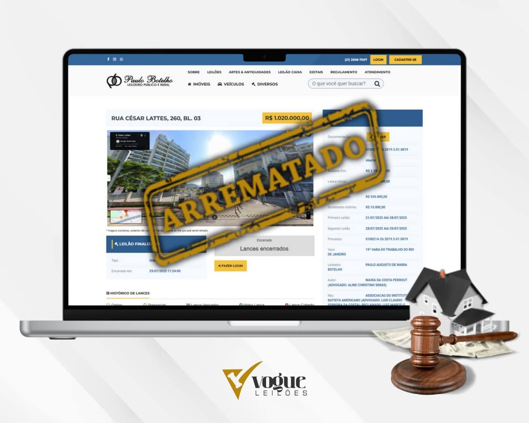 Plataforma de leilão com oportunidades de investimento